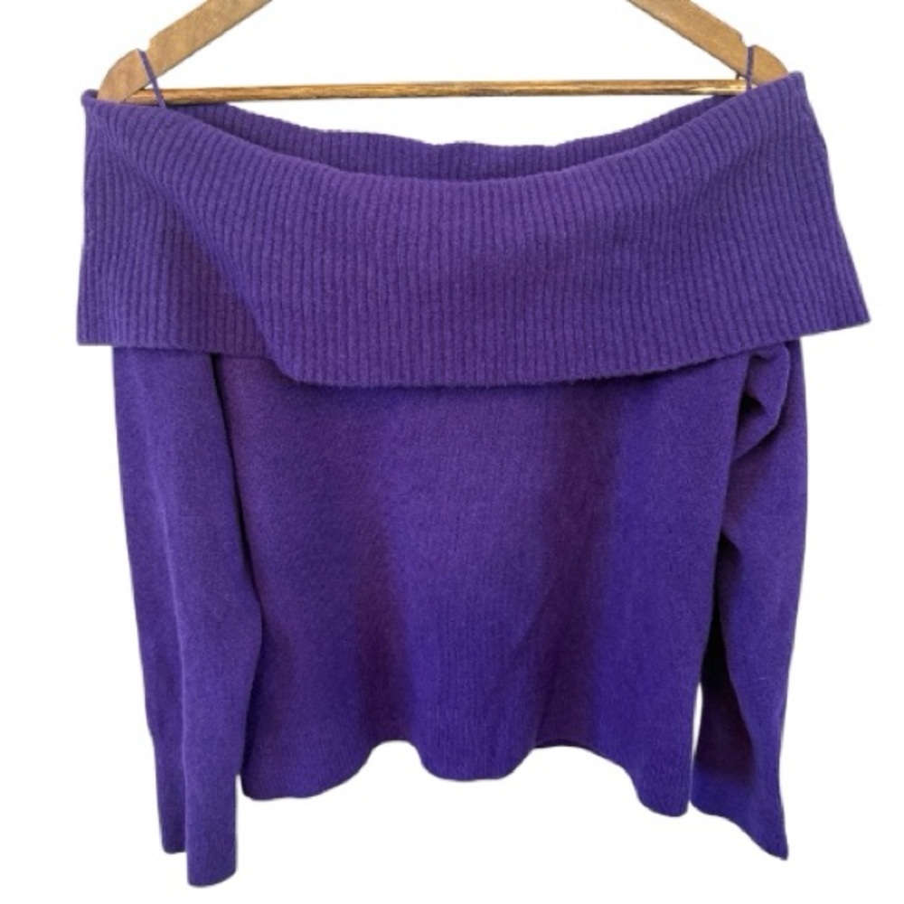 Express Ribbed Off The Shoulder Long Sleeve Sweater Top, Size Medium - Picture 2 of 12